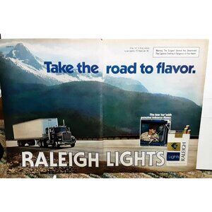 1980 Raleigh Lights Cigarettes Truck Trucker Original Vintage print ad 80s